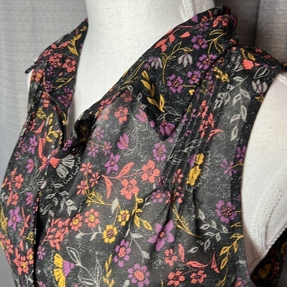 AMERICAN RAG SMALL FLORAL SLEEVELESS MIDI SHEER DRESS - Picture 6 of 11